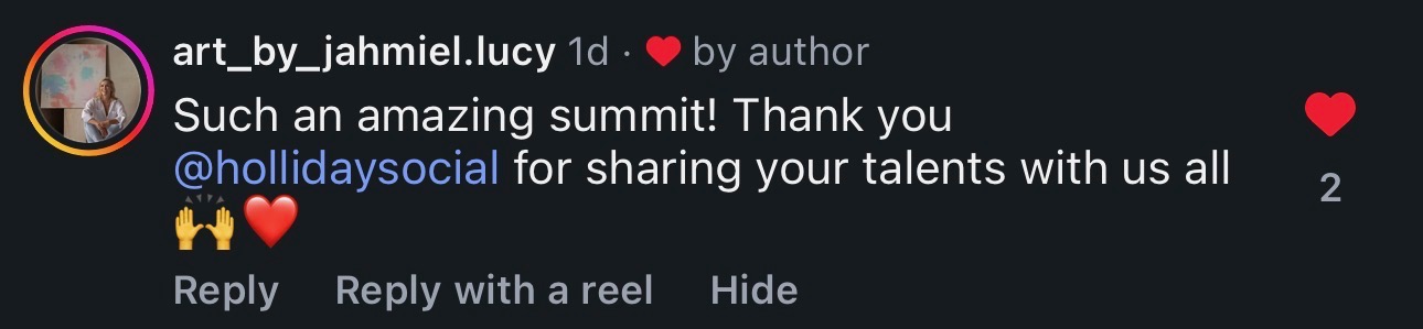 Such an amazing summit! Thank you @hollidaysocial for sharing your talents with us all.